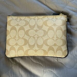 Coach Gold and Cream Signature Pouch